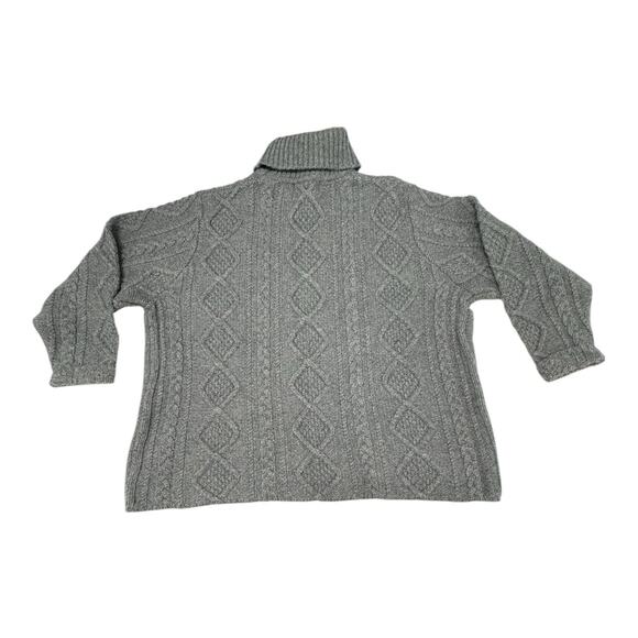 Eddie Bauer Wool Blend Turtleneck Women's Gray XXL Cable Knit Fisherman Sweater - Picture 7 of 7